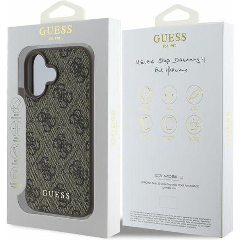 Etui na Apple iPhone 16 Plus, Guess, 4G Classic, Brązowy