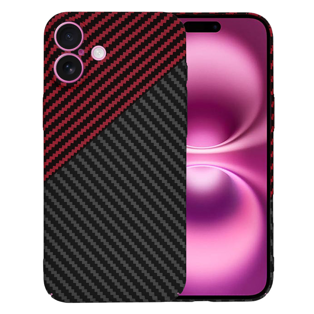 Etui na Apple iPhone 16 Plus, Techsuit, Carbonite FiberShell, Czarno-Czerwona
