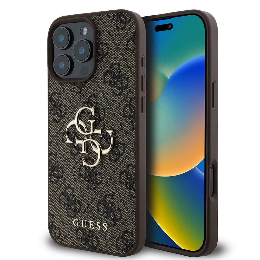 Etui na Apple iPhone 16 Pro, Guess, 4G Big Logo, Brązowy
