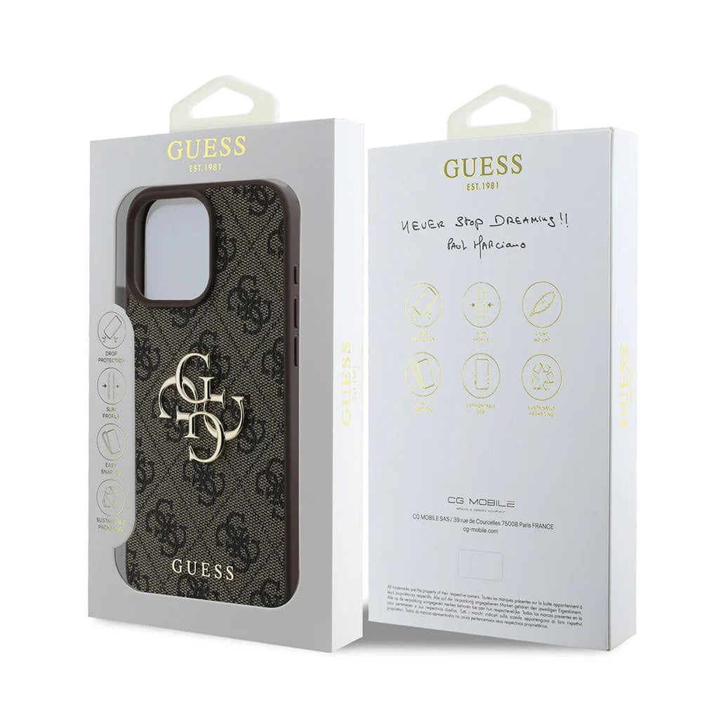 Etui na Apple iPhone 16 Pro, Guess, 4G Big Logo, Brązowy