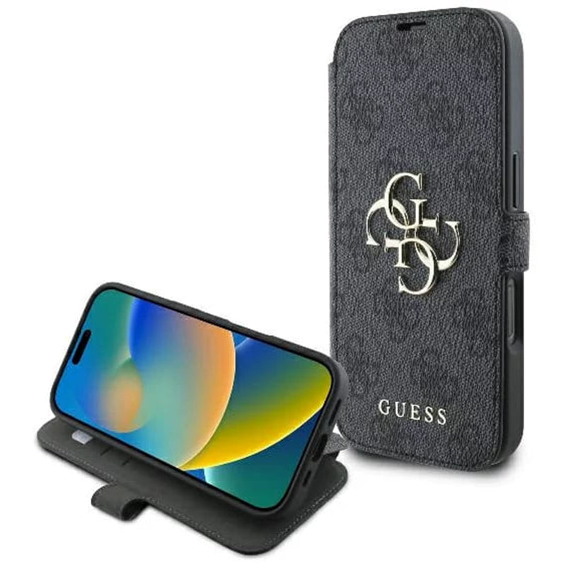 Etui na Apple iPhone 16 Pro, Guess, 4G Book, Czarne