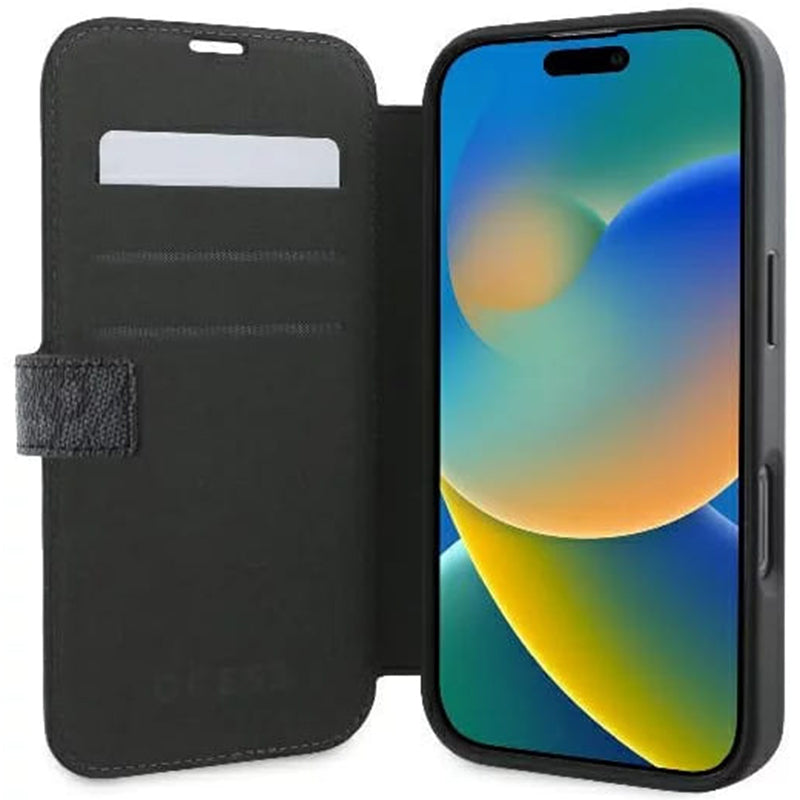 Etui na Apple iPhone 16 Pro, Guess, 4G Book, Czarne