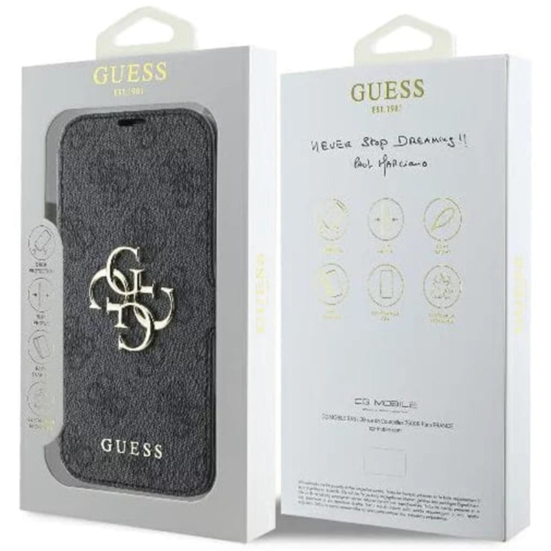 Etui na Apple iPhone 16 Pro, Guess, 4G Book, Czarne