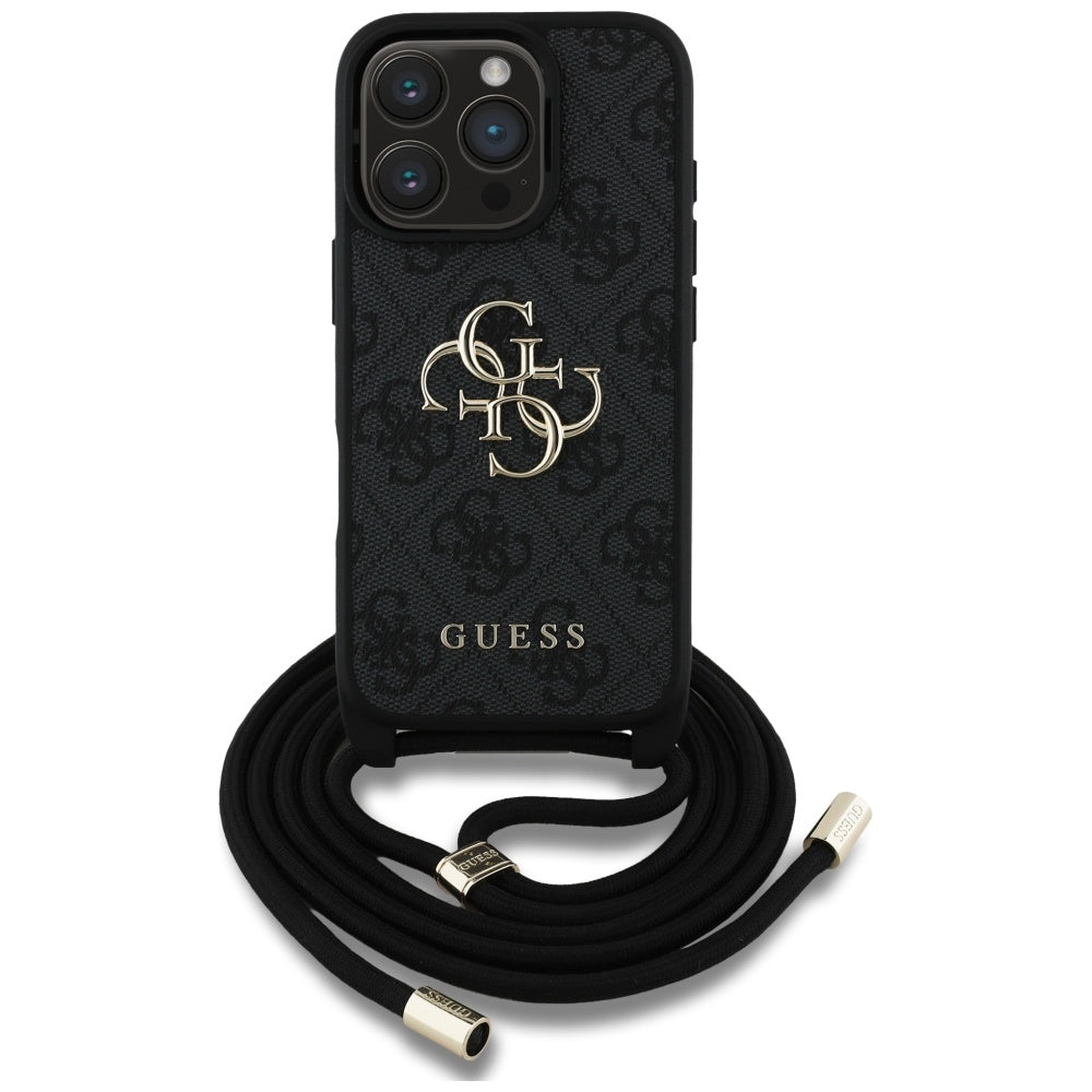 Etui na Apple iPhone 16 Pro, Guess, 4G CBDY Big Logo with Cord Strap, Czarne