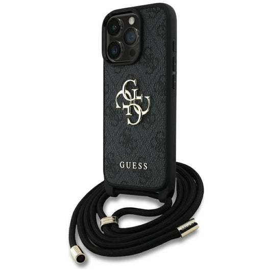 Etui na Apple iPhone 16 Pro, Guess, 4G CBDY Big Logo with Cord Strap, Czarne