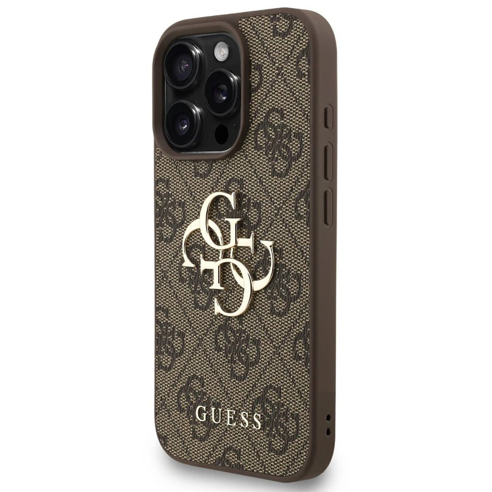 Etui na Apple iPhone 16 Pro, Guess, 4G Classic Logo with Strap, Brązowy