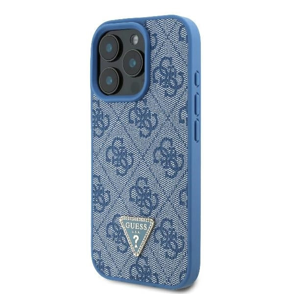 Etui na Apple iPhone 16 Pro, Guess, Crossbody 4G Triangle Strass, Niebieskie