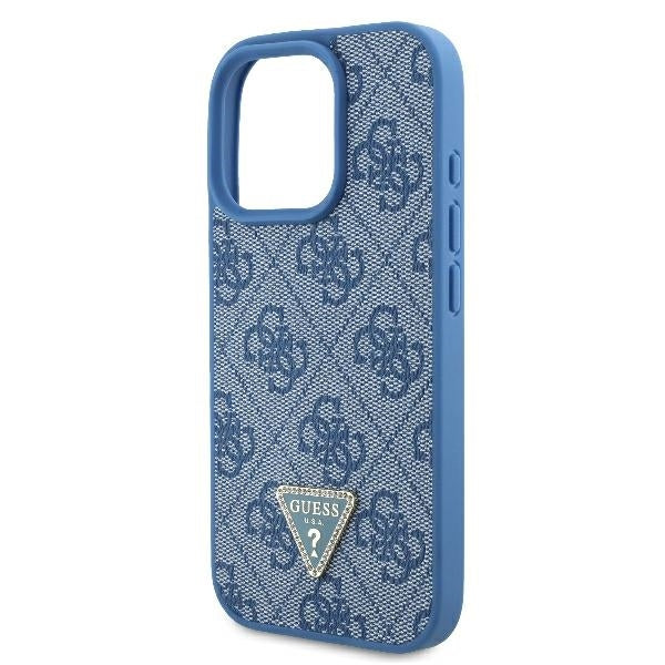 Etui na Apple iPhone 16 Pro, Guess, Crossbody 4G Triangle Strass, Niebieskie