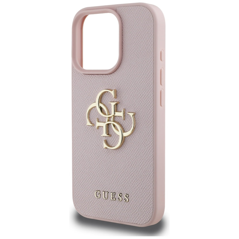 Etui na Apple iPhone 16 Pro, Guess, Grained Big 4G Logo Small Classic Logo, Różowy