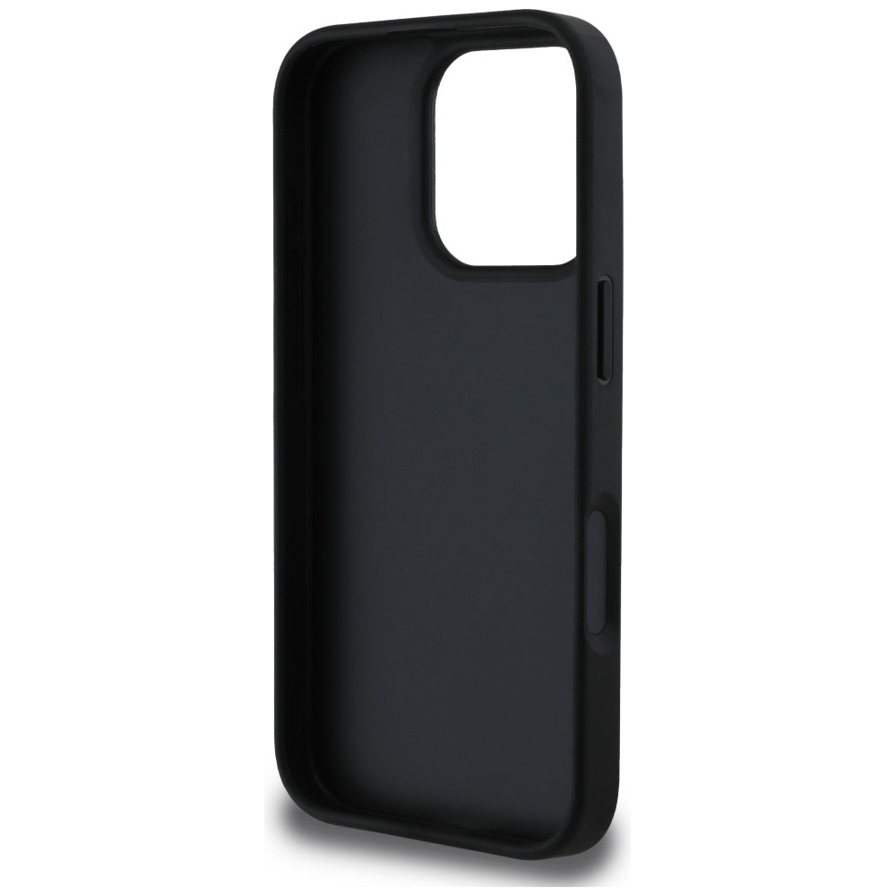 Case for Apple iPhone 16 Pro, Guess, Hot Stamp 4G Pattern Triangle Logo, Black