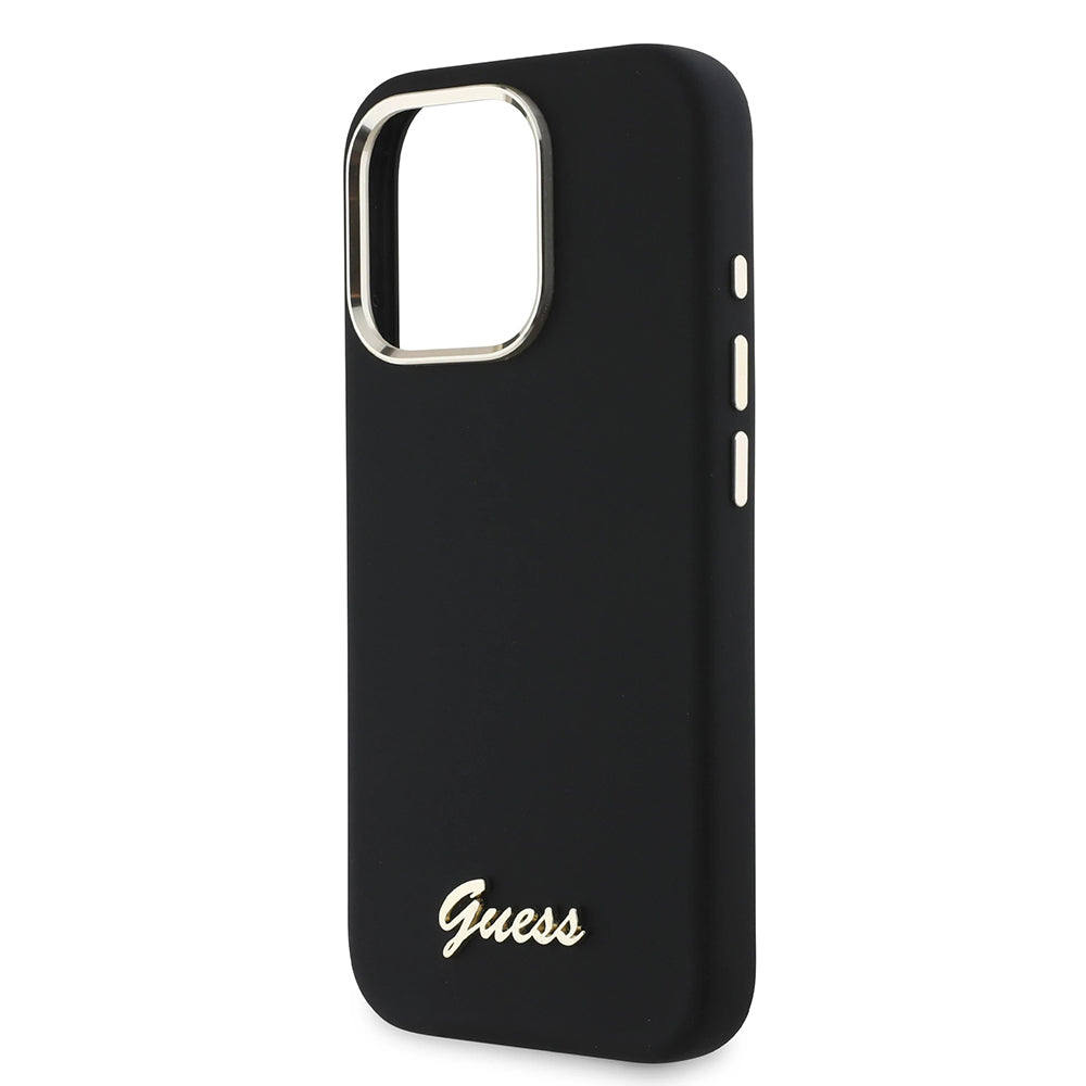 Etui na Apple iPhone 16 Pro, Guess, Script Metal Logo & Frame, Czarne