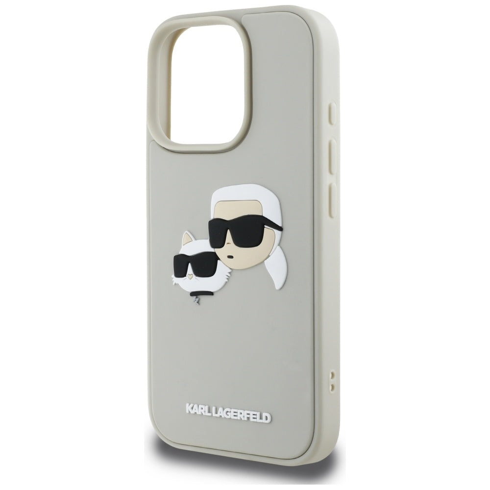 Etui na Apple iPhone 16 Pro, Karl Lagerfeld, 3D Rubber Karl & Choupette, Beżowy