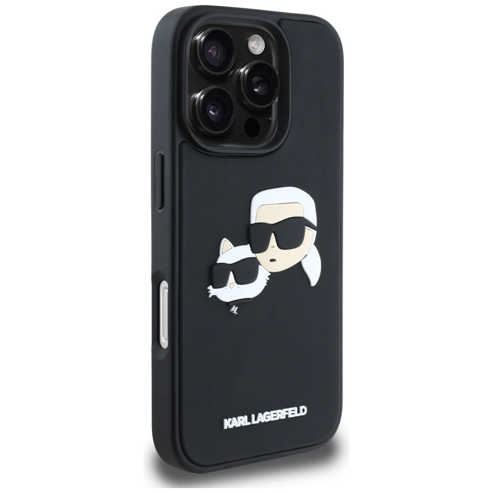 Etui na Apple iPhone 16 Pro, Karl Lagerfeld, 3D Rubber Karl & Choupette, Czarne