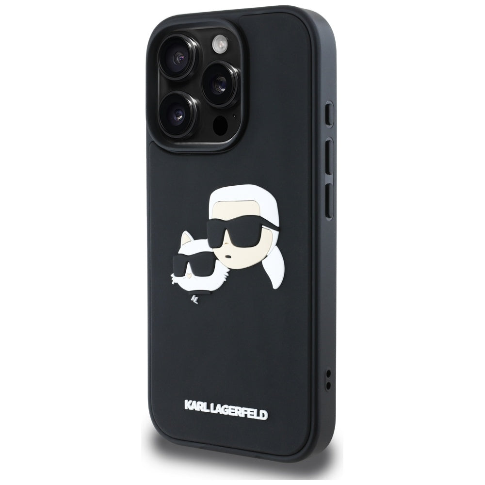 Etui na Apple iPhone 16 Pro, Karl Lagerfeld, 3D Rubber Karl & Choupette, Czarne