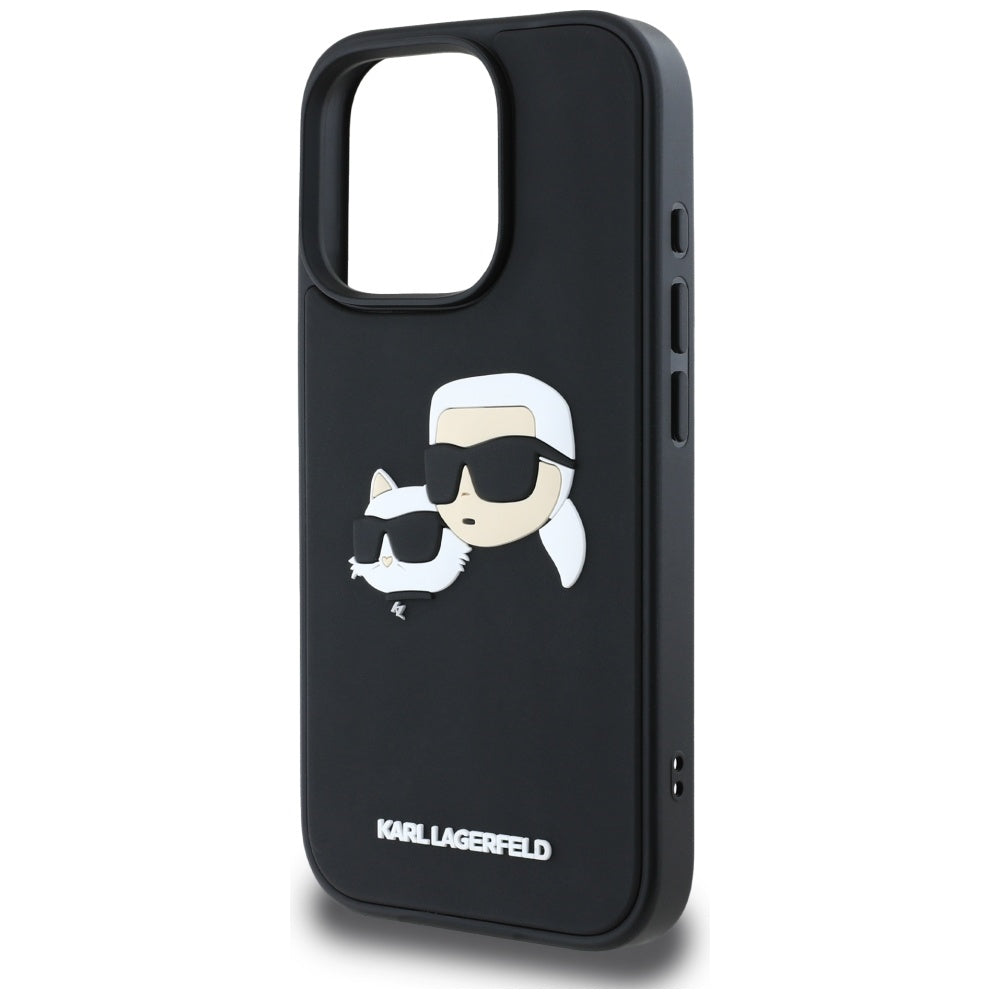 Etui na Apple iPhone 16 Pro, Karl Lagerfeld, 3D Rubber Karl & Choupette, Czarne