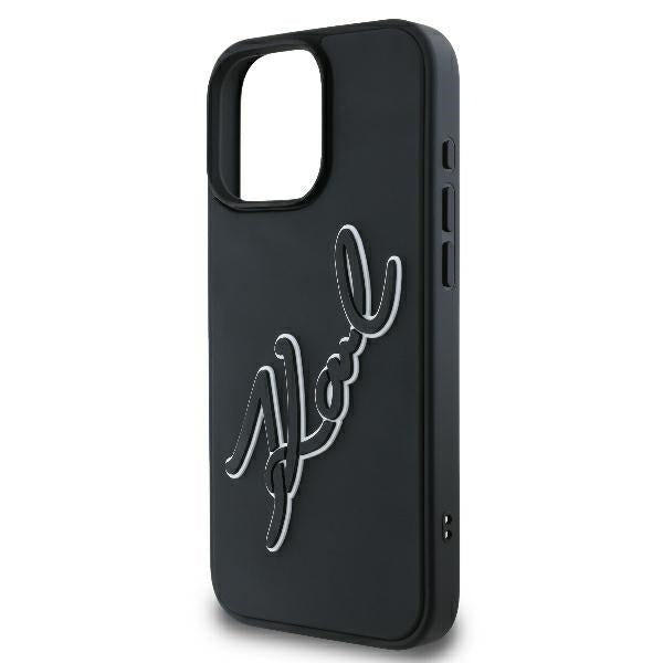 Etui na Apple iPhone 16 Pro, Karl Lagerfeld, 3D Rubber Signature, Czarne