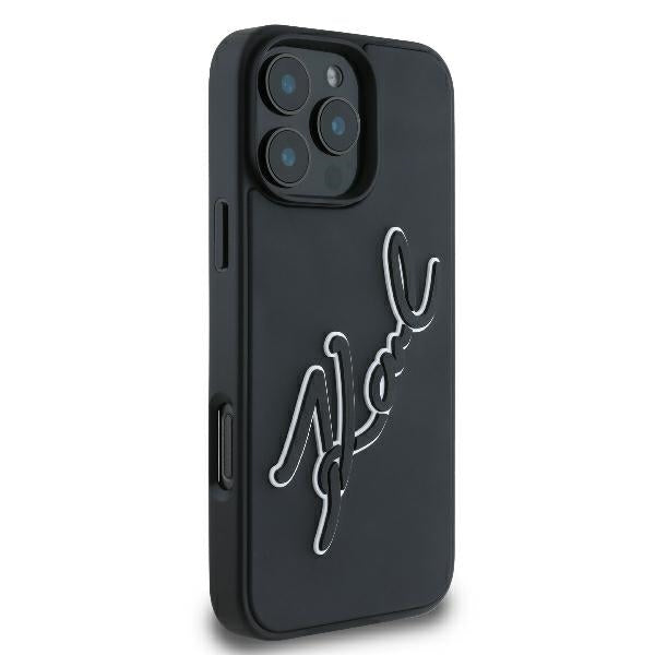 Etui na Apple iPhone 16 Pro, Karl Lagerfeld, 3D Rubber Signature, Czarne