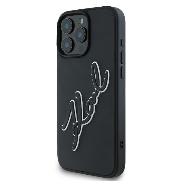 Etui na Apple iPhone 16 Pro, Karl Lagerfeld, 3D Rubber Signature, Czarne