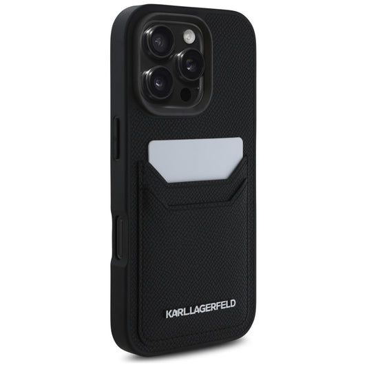 Etui na Apple iPhone 16 Pro, Karl Lagerfeld, Grained Cardslots, Czarne