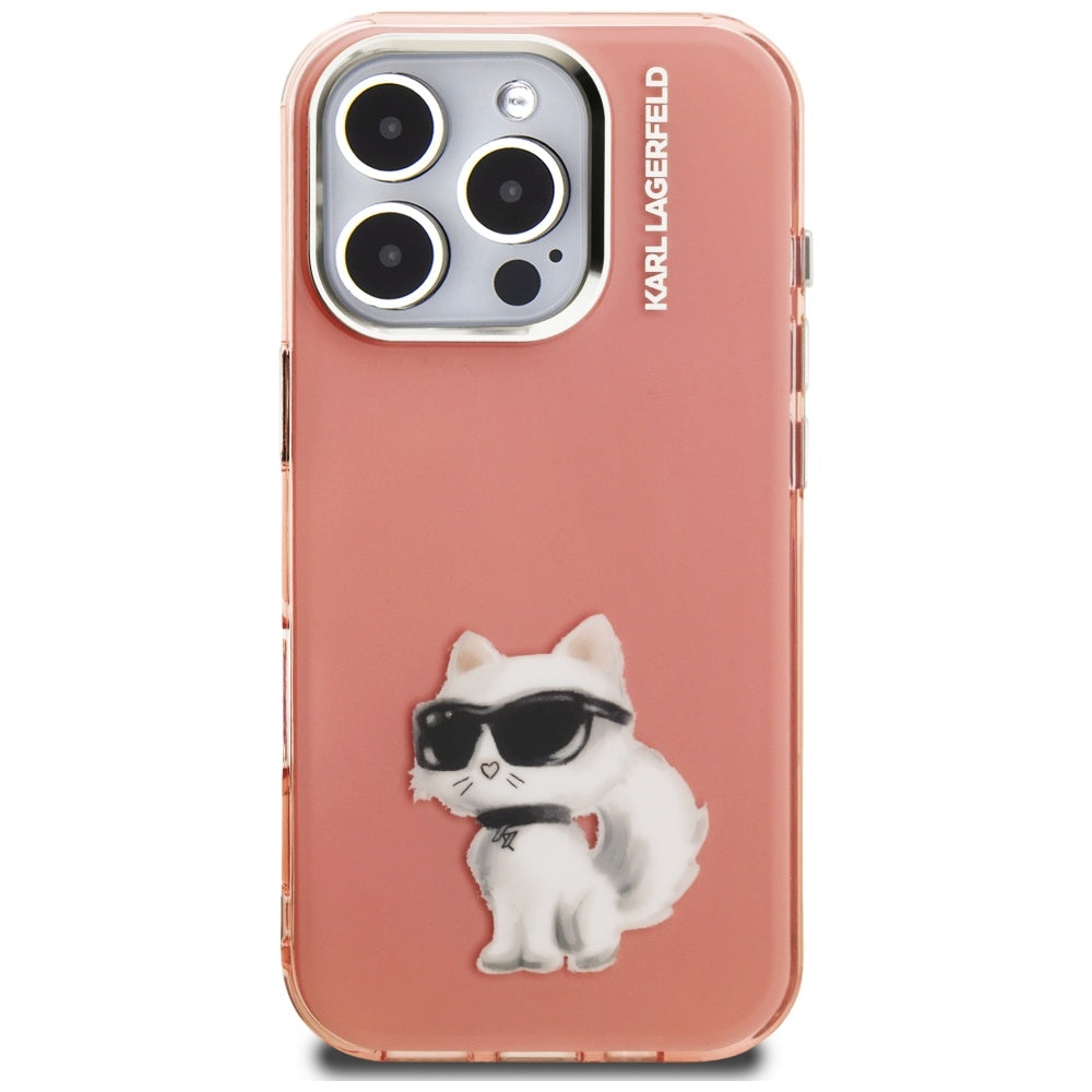 Etui na Apple iPhone 16 Pro, Karl Lagerfeld, IML Aquarelle Logo Choupette, Różowy