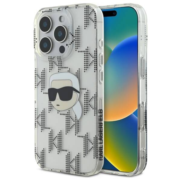 Etui na Apple iPhone 16 Pro, Karl Lagerfeld, IML Luxury Electroplated Karl's Head, Przezroczyste
