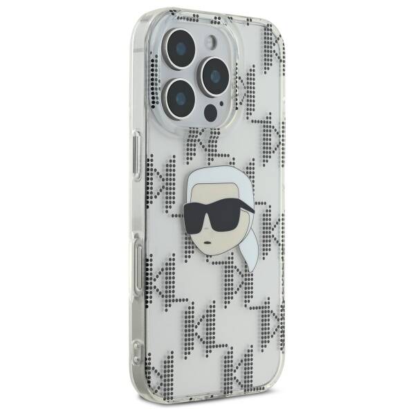 Etui na Apple iPhone 16 Pro, Karl Lagerfeld, IML Luxury Electroplated Karl's Head, Przezroczyste