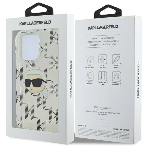 Etui na Apple iPhone 16 Pro, Karl Lagerfeld, IML Luxury Electroplated Karl's Head, Przezroczyste