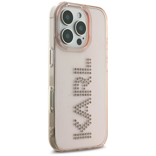Etui na Apple iPhone 16 Pro, Karl Lagerfeld, IML Rhinestones Pink Logo, Różowy