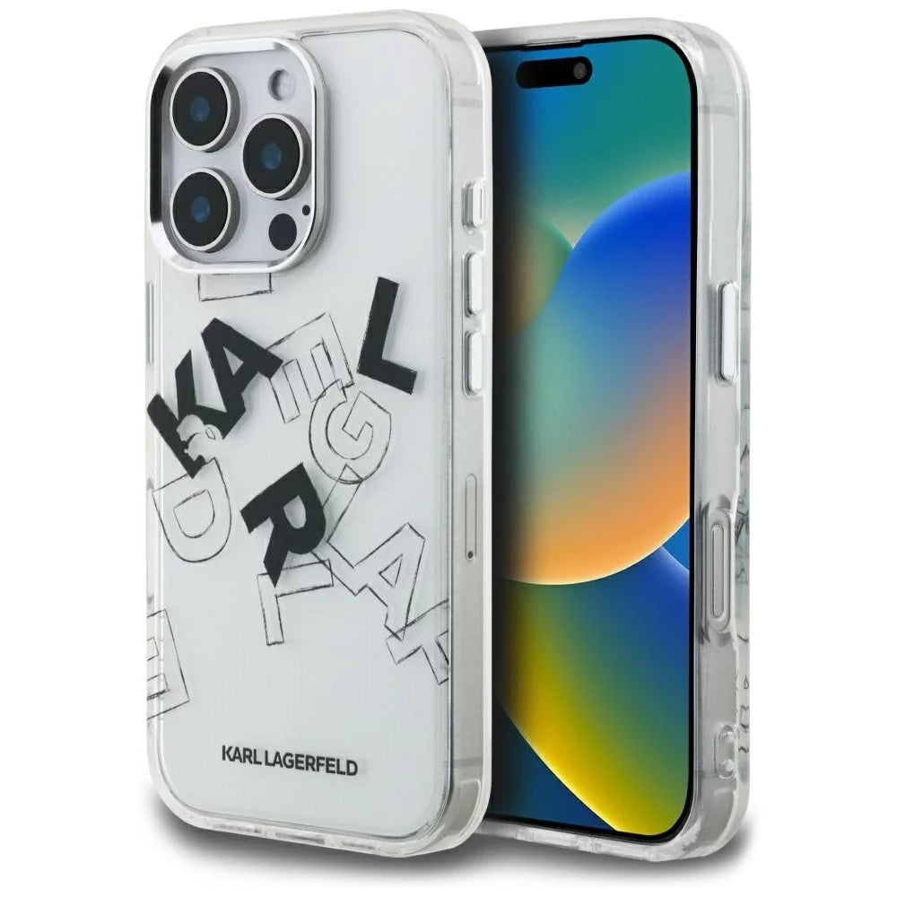 Etui na Apple iPhone 16 Pro, Karl Lagerfeld, IML Sketched Graphic Logo, Przezroczyste