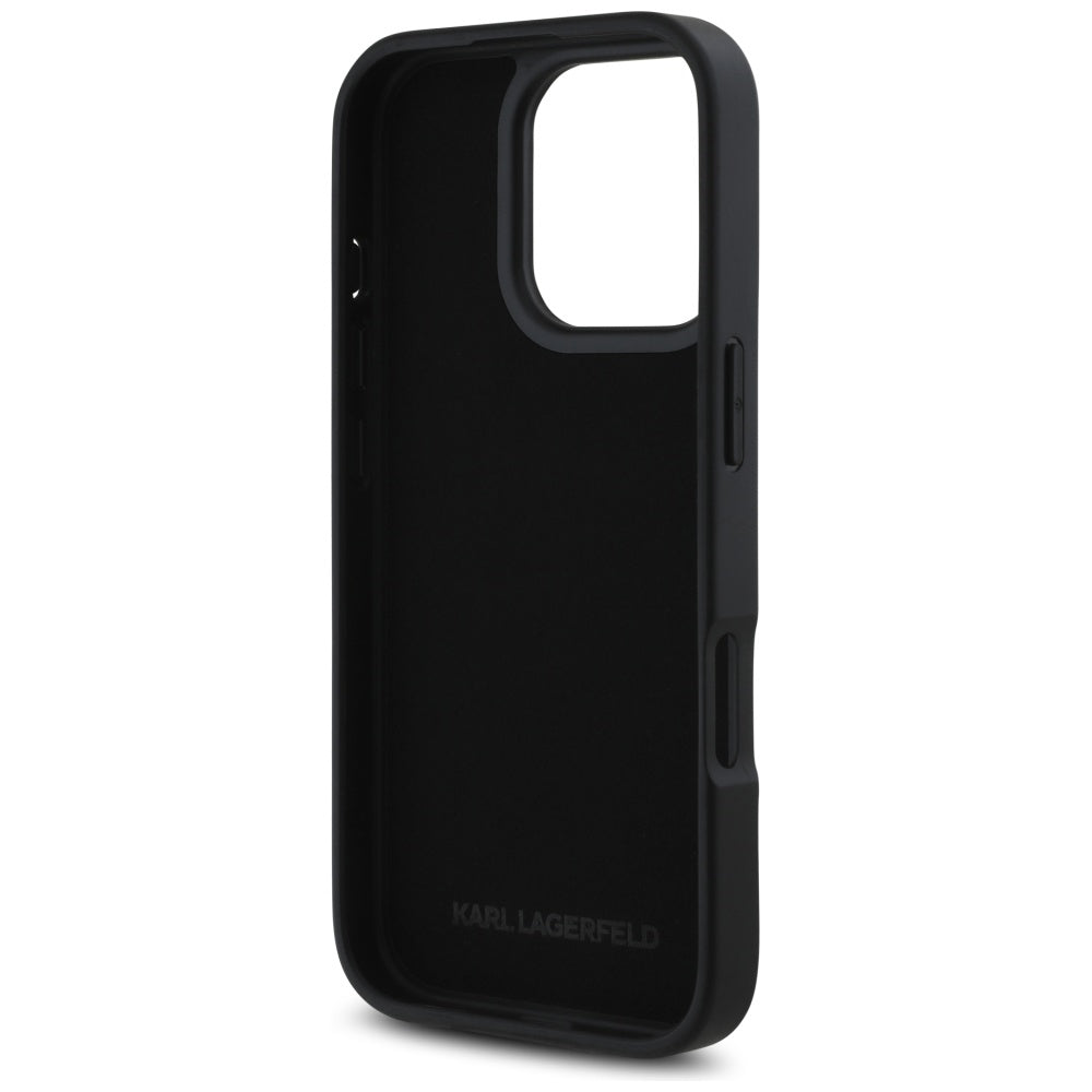 Etui na Apple iPhone 16 Pro, Karl Lagerfeld, Metal Signature, Czarne