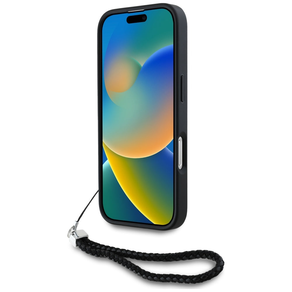 Etui na Apple iPhone 16 Pro, Karl Lagerfeld, Quilted Initial Logo & Chain Strap, Czarne