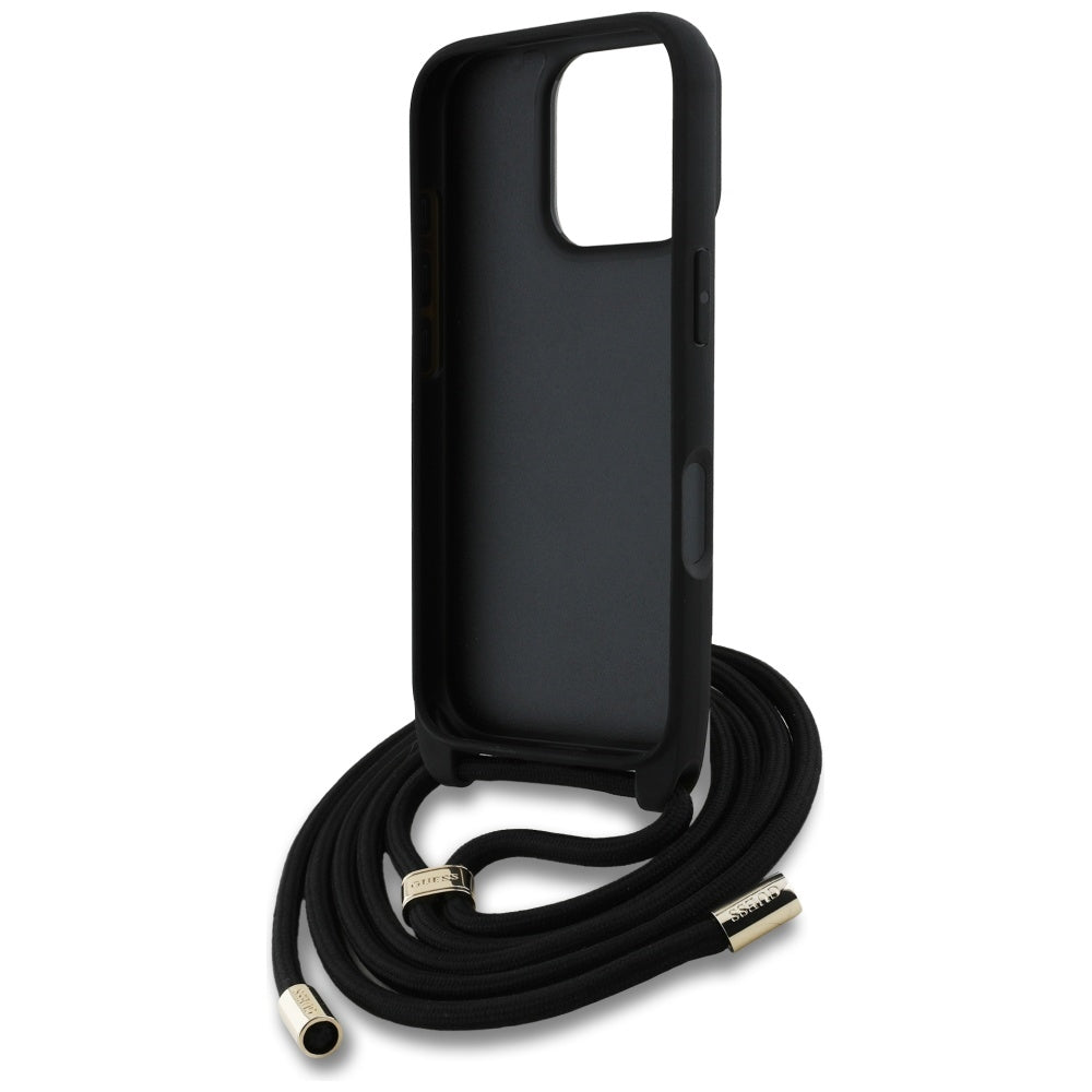 Etui na Apple iPhone 16 Pro Max, Guess, 4G CBDY Big Logo with Cord Strap, Czarne