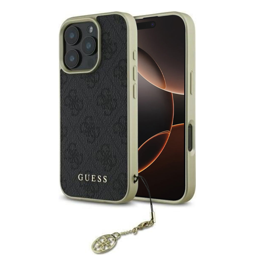 Case for Apple iPhone 16 Pro Max, Guess, 4G Charm, Black