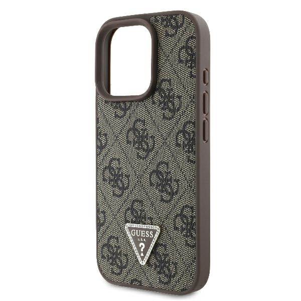 Etui na Apple iPhone 16 Pro Max, Guess, Crossbody 4G Triangle Strass, Brązowy