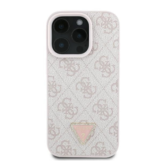 Etui dla Apple iPhone 16 Pro Max, Guess, Crossbody 4G Triangle Strass, Różowy
