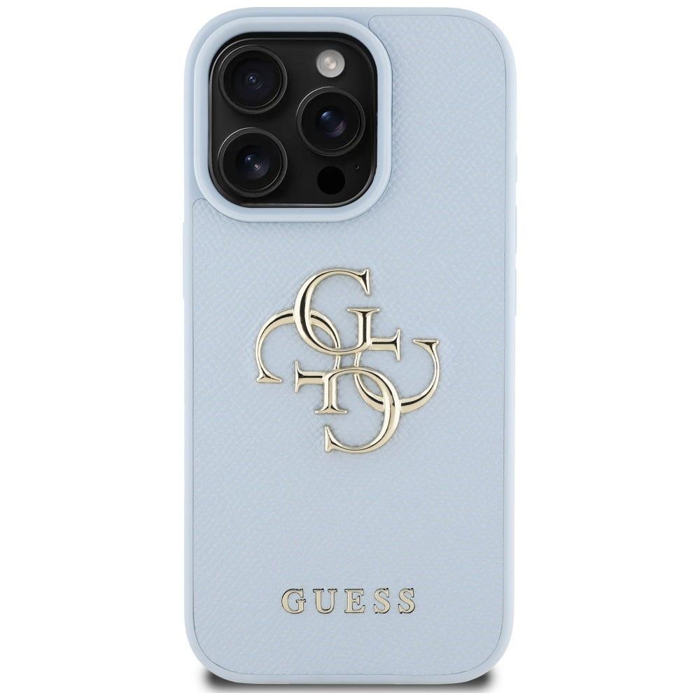 Etui na Apple iPhone 16 Pro Max, Guess, Grained Big 4G Logo Small Classic Logo, Niebieskie