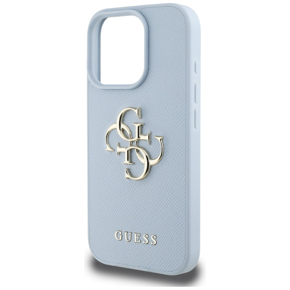 Etui na Apple iPhone 16 Pro Max, Guess, Grained Big 4G Logo Small Classic Logo, Niebieskie
