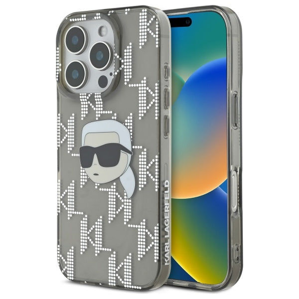 Etui na Apple iPhone 16 Pro Max, Karl Lagerfeld, IML Luxury Electroplated Karl's Head, Czarne