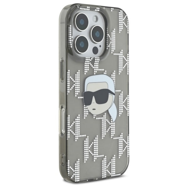Etui na Apple iPhone 16 Pro Max, Karl Lagerfeld, IML Luxury Electroplated Karl's Head, Czarne