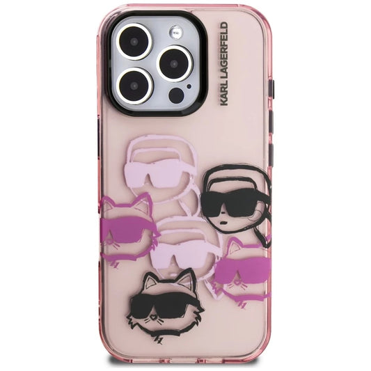 Etui na Apple iPhone 16 Pro Max, Karl Lagerfeld, IML Luxury Multi Head Pattern, Różowy