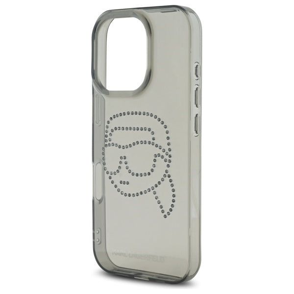 Etui na Apple iPhone 16 Pro Max, Karl Lagerfeld, IML Rhinestones Karl's Head, Czarne