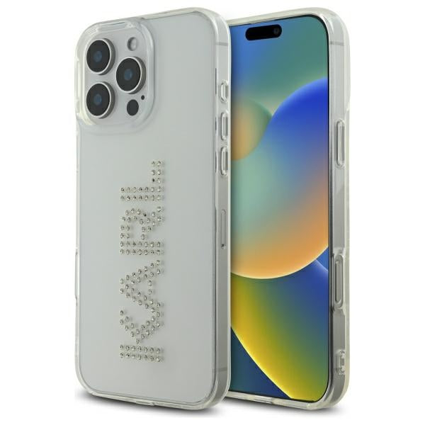 Etui na Apple iPhone 16 Pro Max, Karl Lagerfeld, IML Rhinestones Transparent Logo, Przezroczyste