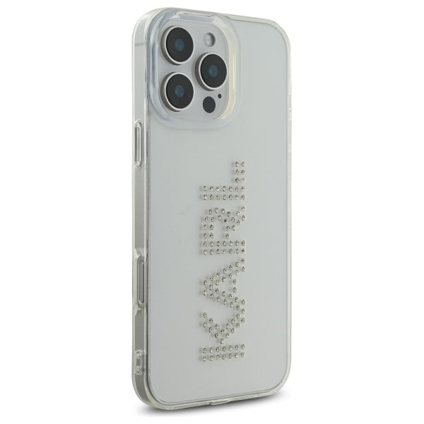 Etui na Apple iPhone 16 Pro Max, Karl Lagerfeld, IML Rhinestones Transparent Logo, Przezroczyste