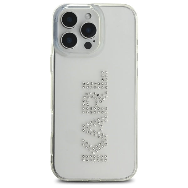 Etui na Apple iPhone 16 Pro Max, Karl Lagerfeld, IML Rhinestones Transparent Logo, Przezroczyste