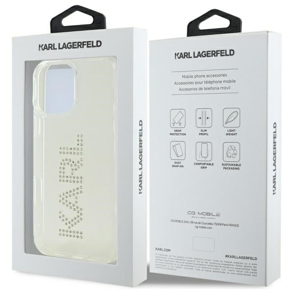 Etui na Apple iPhone 16 Pro Max, Karl Lagerfeld, IML Rhinestones Transparent Logo, Przezroczyste