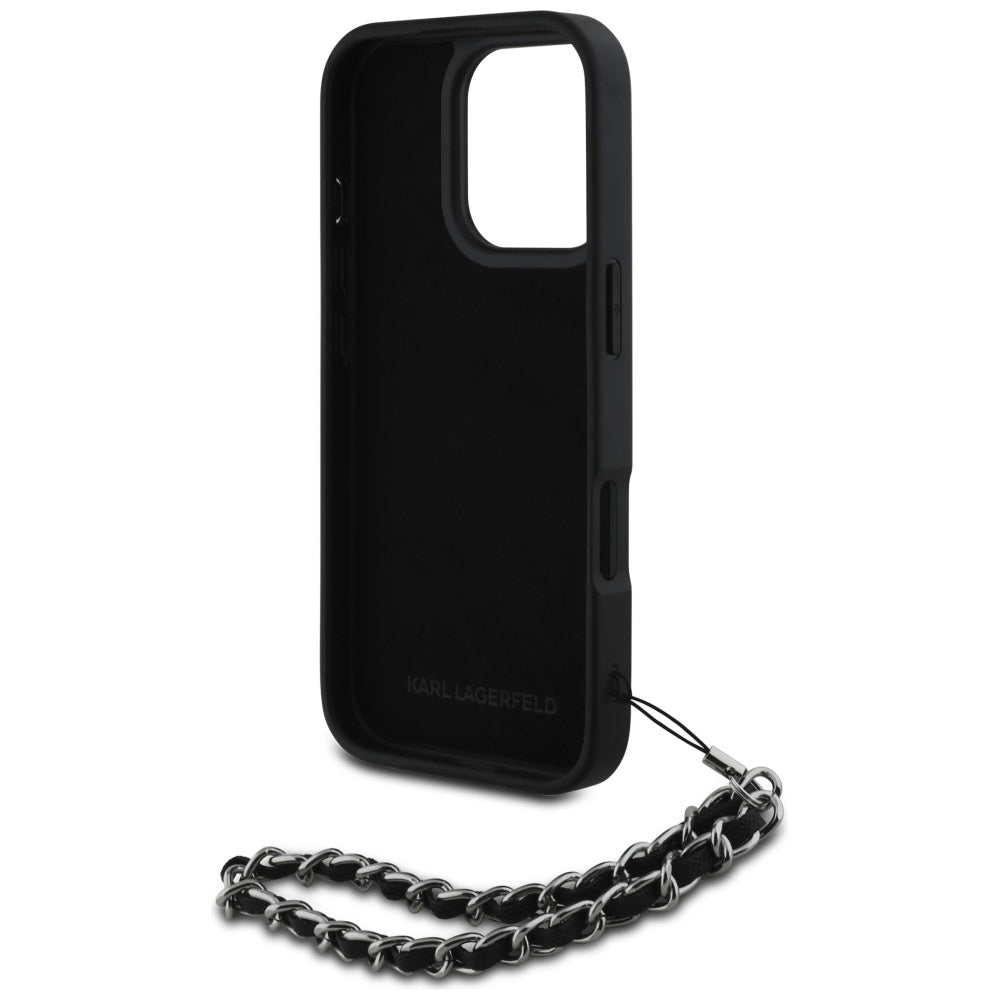 Etui na Apple iPhone 16 Pro Max, Karl Lagerfeld, Saffiano Crystals & Charm, Czarne