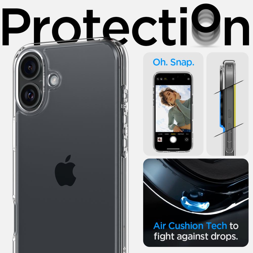 Etui na Apple iPhone 16, Spigen, Ultra Hybrid, Przezroczyste ACS08197