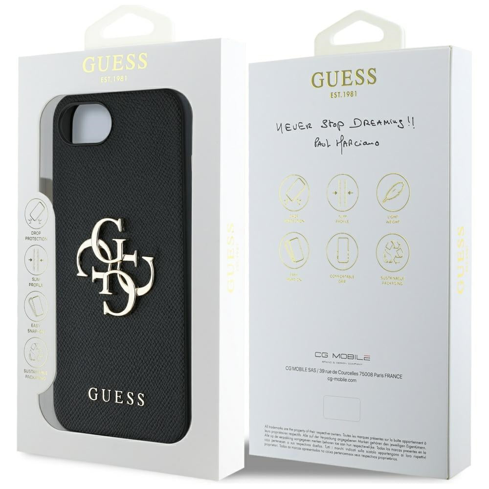 Etui na Apple iPhone 17e / 16e, Guess, 4G Grained Big and Classic Logo, Czarne