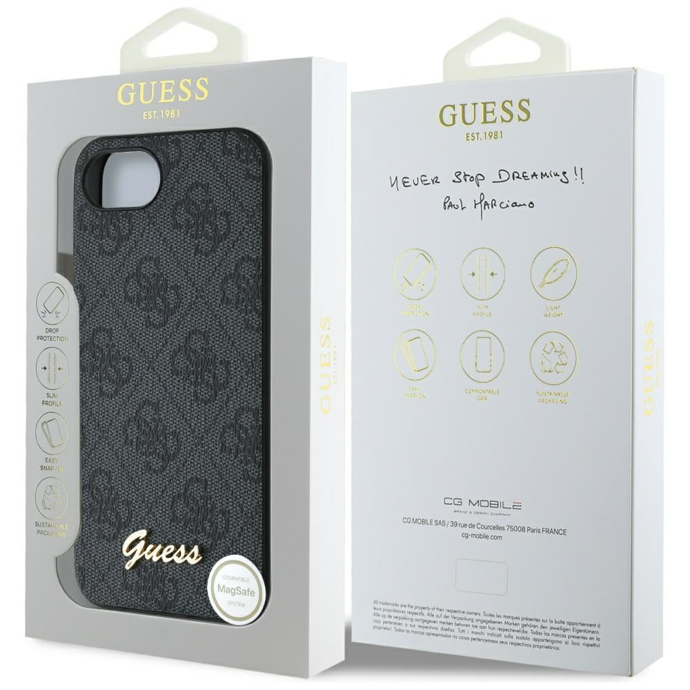Etui na Apple iPhone 17e / 16e, Guess, 4G Script Logo, Czarne