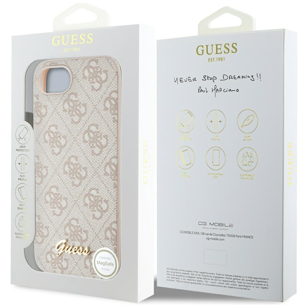 Etui na Apple iPhone 17e / 16e, Guess, 4G Script Logo, Różowy